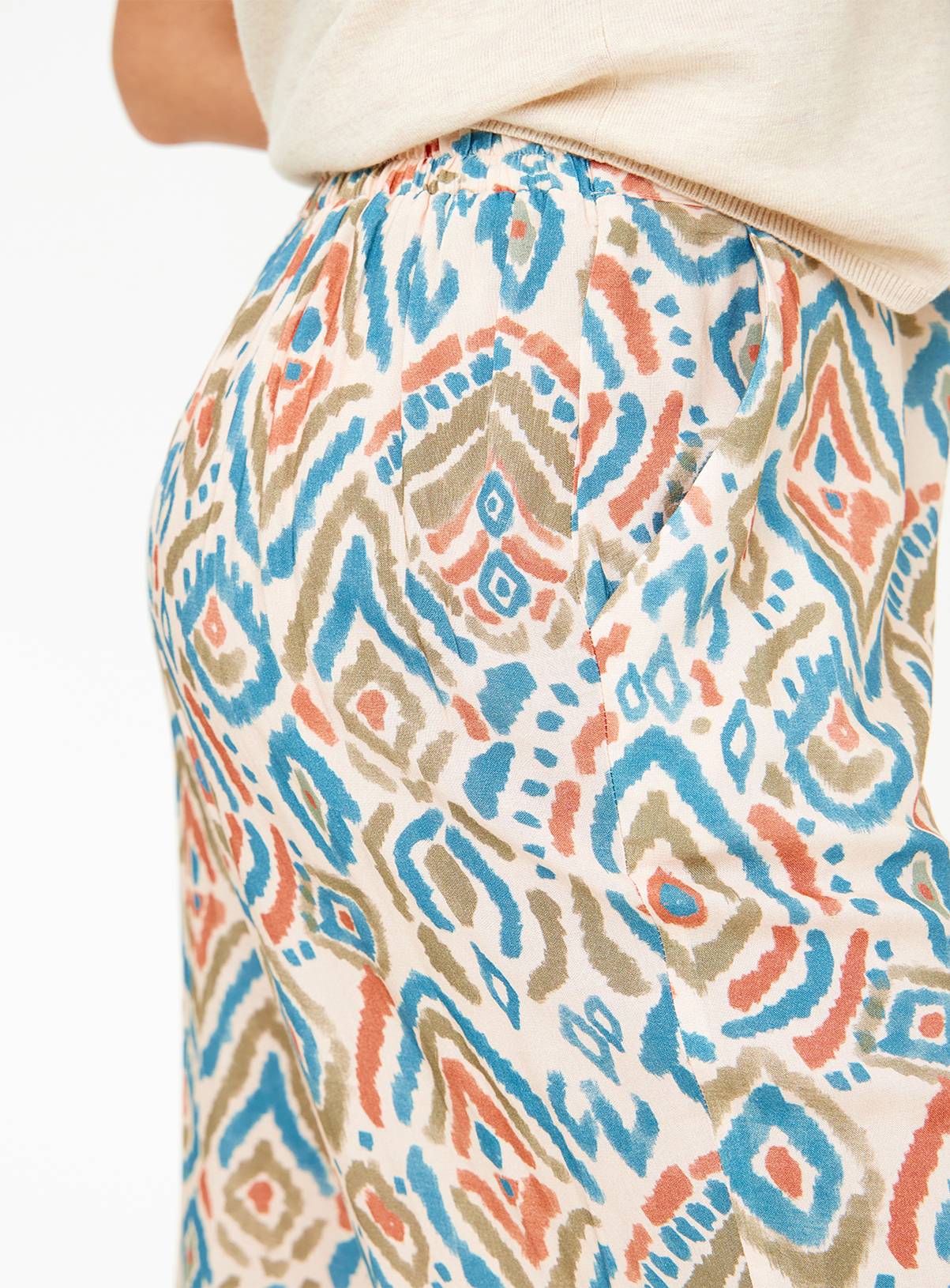 Neutral Ikat Dye Wide Leg Trousers  8 - Image 3